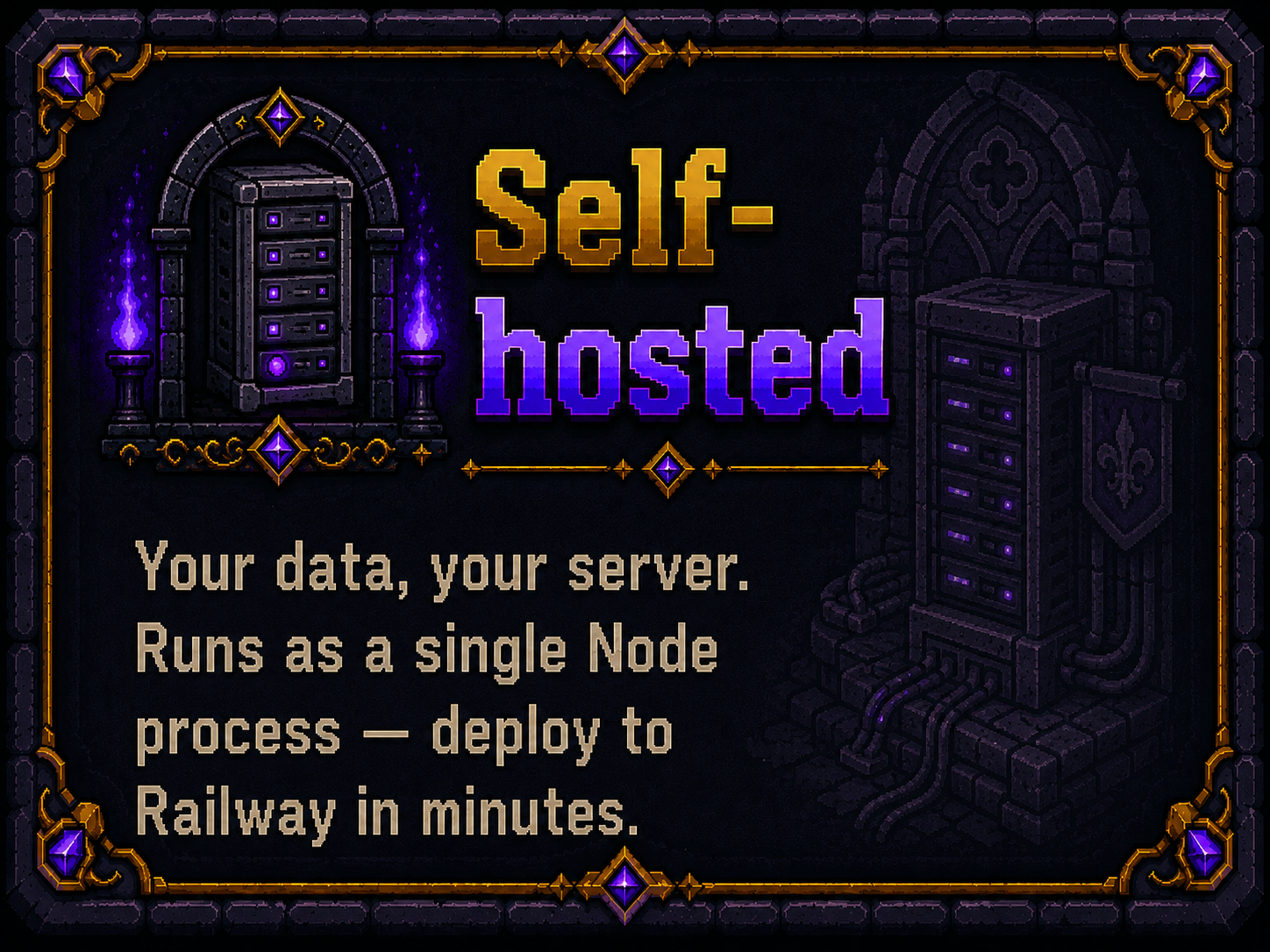 Self-hosted — runs as a single Node process.